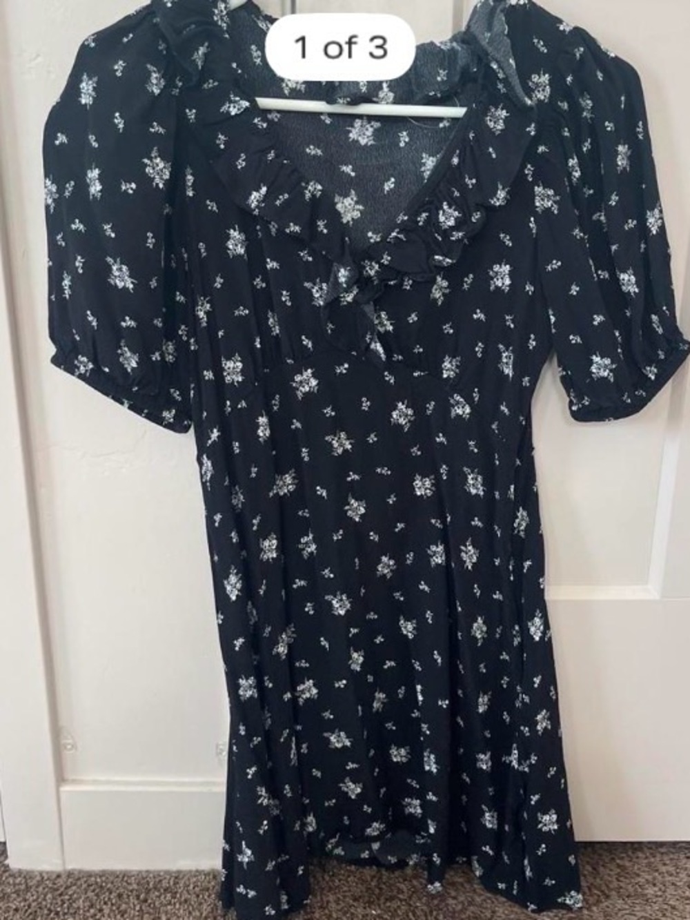 GAP black whimsigoth preppy minidress floral homecoming size XS